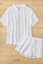 Collar Detailed Shirt-Looking Top and Bottom Shorts Set Beach Dress Pareo - 6