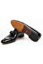 Black Color Laceless Genuine Leather Men's Patent Leather Shoes - 3