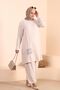 Women's Islamic Clothing Large Size Islamic Double Set Ayrobin Pants Tunic Set Stone - 7