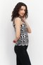 Women Mock Neck Animal Print Tank Top, Black - 2