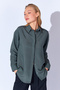 Khaki Modal Soft Textured Luxury Striped Relaxed Cut Women's Shirt Ek 100169403 - 8