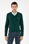 Men's Slim Fit V-Neck Green Basic Sweater 50288885-Vr054