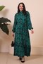 Women's High Collar Large Size Dress with Hijab Viscose Fabric Pleated and Pleated Dress - 5