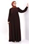 Roba Detailed Balloon Sleeve Flowing Ponch Dress Bitter Brown - 7