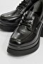 Dudley Black Leather Lace-Up Women's Platform Heeled Shoes - 3