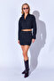 Black Thick Soft Textured Double Pocket Capped Crop Women's Shirt Ek 10009007 - 2