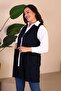 Women's Large Size Hijab Clothing Long Summer Vest Navy Blue - 6