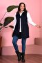 Women's Large Size Hijab Clothing Long Summer Vest Navy Blue