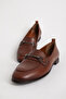 Women's Buckle Comfortable Sole Ballerina Shoes Real Leather Br 44156 Tan - 5