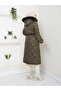 Women's Lined Inner Waist Lace up Hooded Side Pocket Zipper Quilted Coat - 3