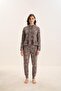 Women's Long Sleeve Hooded Anthracite Pajamas Set C4T8N9O51 - 2