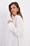 Ecru Large Size Stylish Buttoned Shirt with Cuff Detail