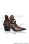 Kenda Brown Leather Women's Thick Heeled Boots with Back Zipper and Buckle - 4