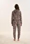Women's Long Sleeve Hooded Anthracite Pajamas Set C4T8N9O51 - 4