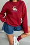 Woman's burgundy sweatshirt with cotton interior and embroidery detail nbg035 - 6