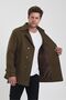 Men's Brown Double Breasted Collar Slim Fit Stamp Coat - 3