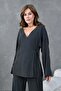 Women's Anthracite Crinkle Fabric Kimono 28174 - 4