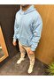 Buz Mavisi Kapşonlu Basic Sweatshirt