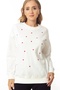 Women's Comfortable Red Heart Patterned Round Neck Long Sleeve White Sweatshirt