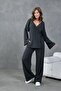 Women's Anthracite Crinkle Fabric Kimono 28174 - 7