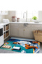 North Collection Colorful Bathroom with White Bathrobe Cat Patterned Woven Base Decorative Carpet North32 - 4