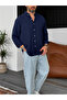 G-5138 Model Navy Blue Basic Shirt