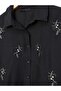 Stone Leaf Embroidered Buttoned Shirt - Black