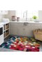 North Collection Multicolored Checkered Patterned Woven Base Decorative Carpet North36 - 4