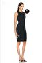 Women's Black Sleeveless Crew Neck Lined Silk Jersey Mini Dress - 2