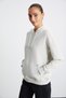 Keila Women's Light Gray Hooded Sweatshirt with 3 Thread Ribbon and Ornamental Label Detail - 4
