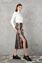 Women's Black High Waist Slit Soft Textured Snake Pattern Midi Skirt [Winter] - 2