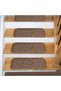 Square Curly Carpet with Piping for Steps and Stairs, 16 Pieces - Brown