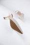 Women's Beige Stone-Detail Fabric Evening Stiletto Heeled Shoes - 4