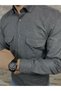 Stamped Melange Double Pocket Flap Winter Long-Sleeved Shirt
