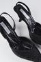 Women's Black Stone Detailed Fabric Evening Stiletto Heeled Shoes - 4