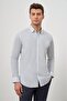 Men's White Long Sleeve Perfectto Bottom-Bordered Collar Cotton Slim Fit Shirt 1004240259