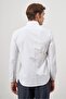 Men's White Long Sleeve Textured Hard Collar Slim Fit Shirt 1004245151 - 7