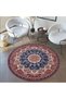 Nora Art 11 Ethnic Navy Blue White Red Vintage Style Round Decorative Woven Base Carpet