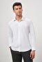 Men's White Long Sleeve Textured Hard Collar Slim Fit Shirt 1004245152 - 4