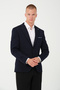 Men's Slim Fit Blazer Jacket Navy Blue - 2