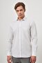 Men's White Long Sleeve Checkered Pattern Half Italian Pocket Comfort Fit Shirt 1004245193