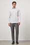 Men's White Long Sleeve Checkered Pattern Half Italian Pocket Comfort Fit Shirt 1004245193 - 2