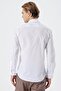 Men's White Long Sleeve Patterned Hard Collar Cotton Slim Fit Shirt 1004245008 - 6