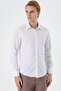 Men's White Long Sleeve Patterned Hard Collar Cotton Slim Fit Shirt 1004245008 - 3