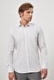 Men's White Long Sleeve Checkered Pattern Half Italian Pocket Comfort Fit Shirt 1004245193 - 5