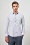 Men's Gray Long Sleeve Textured Hard Collar Slim Fit Shirt 1004245151 - 5
