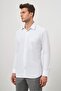 Men's White Long Sleeve Textured Hard Collar Comfort Fit Shirt 1004245154 - 3