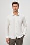 Men's Light Cream Long Sleeve Textured Hard Collar Comfort Fit Shirt 1004245154 - 3