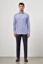 Men's Cobalt blue Long Sleeve Checkered Pattern Half Italian Pocket Comfort Fit Shirt 1004245188 - 2