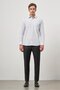 Men's White Long Sleeve Checkered Pattern Hard Collar Pocket Cotton Comfort Fit Shirt 1004245159 - 2